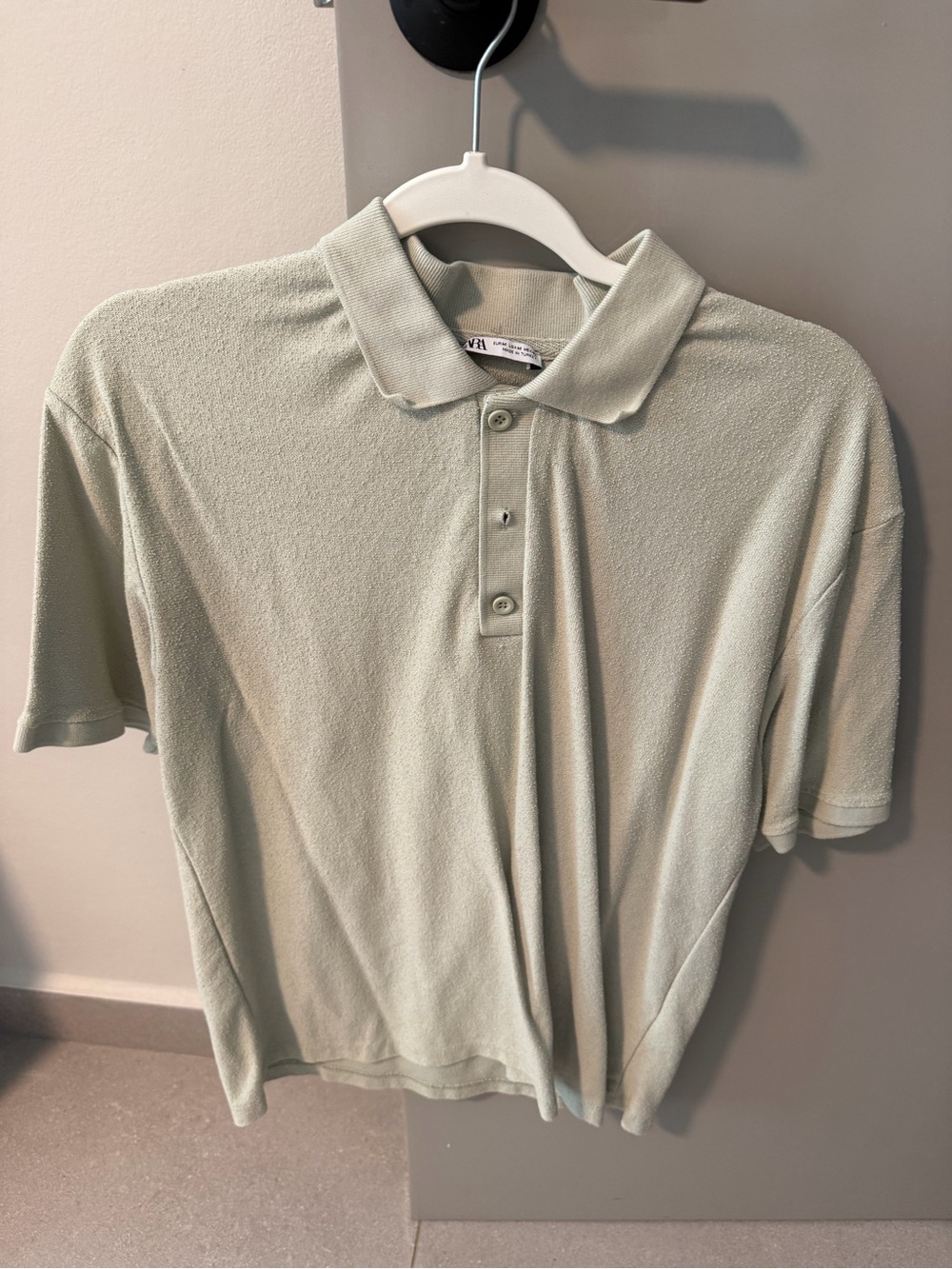 Zara Men’s Light Sage Green Polo Shirt Size M